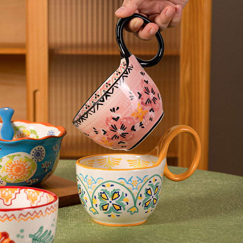 Porcelana floreciente, cuchara de cerámica, taza de agua, taza de desayuno casera, taza de marca, taza de alto valor, regalo de mano image 1