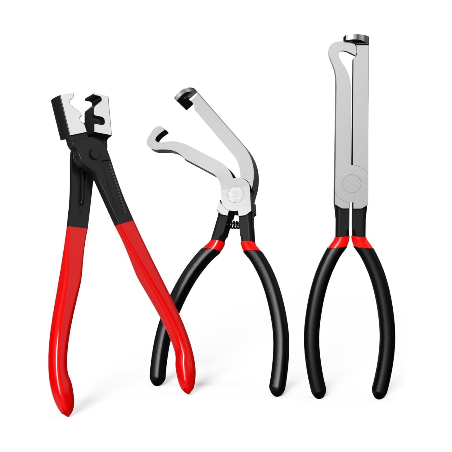 빨간색과 검정색 펜치 3종 세트(직선+곡선+바이스)