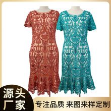 轻奢风礼服收腰盘带连衣裙优雅修身女装立体刺绣显瘦气质小礼裙