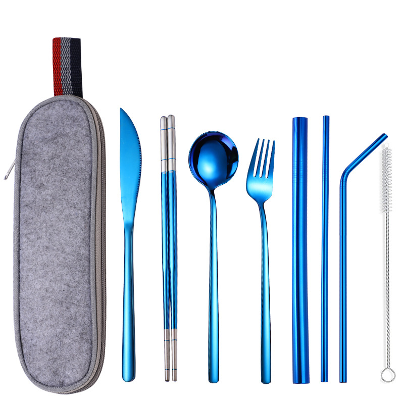 회색 8 피스 블루