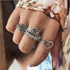 Retro set, ring, European style, suitable for import, new collection, flowered, 6 pieces