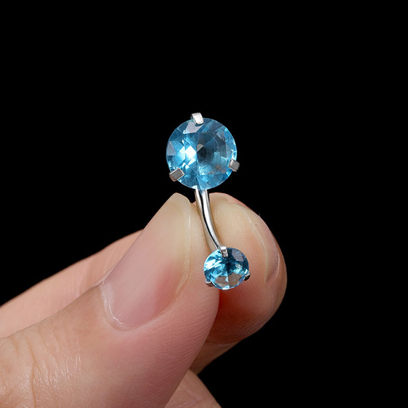 Fashion Rhombus Stainless Steel Inlaid Zircon Belly Ring 1 Piece