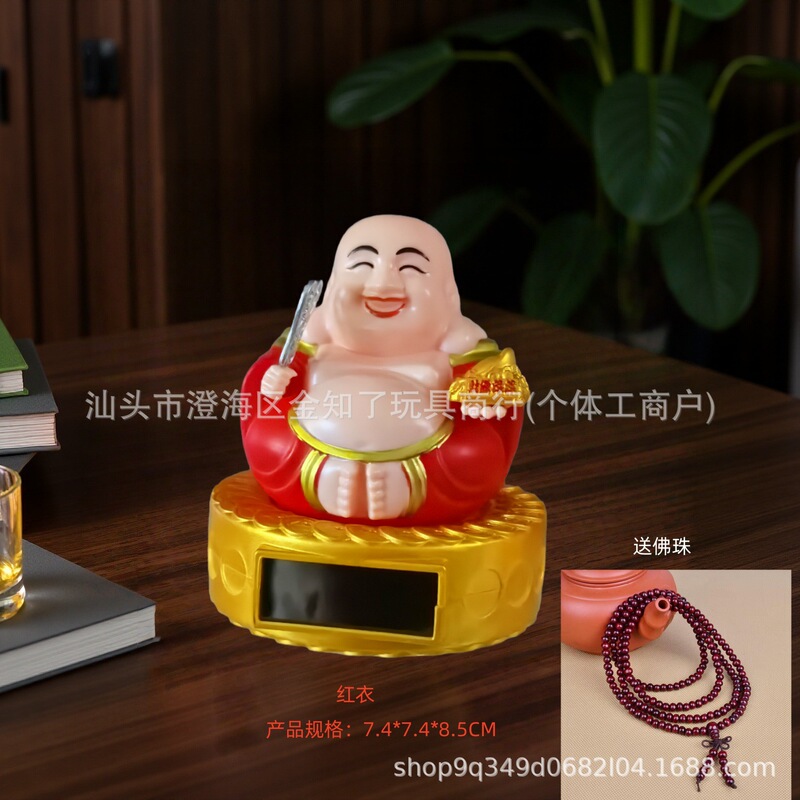 ソーラー禅笑い仏陀装飾品ホームエントランスレジカーポットスケール逆流香装飾品|undefined