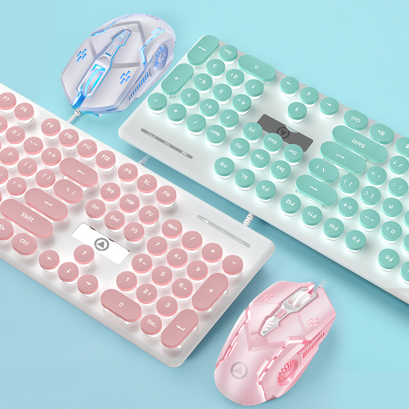Talla de plata V8 punk mecánico teclado táctil ratón traje luminoso juego de accesorios de computadora al por mayor Amazon transfronteriza