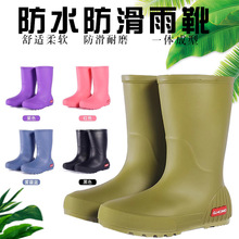 水鞋女防水防滑高筒舒适防水雨靴中筒时尚雨鞋软底胶鞋耐磨男雨靴