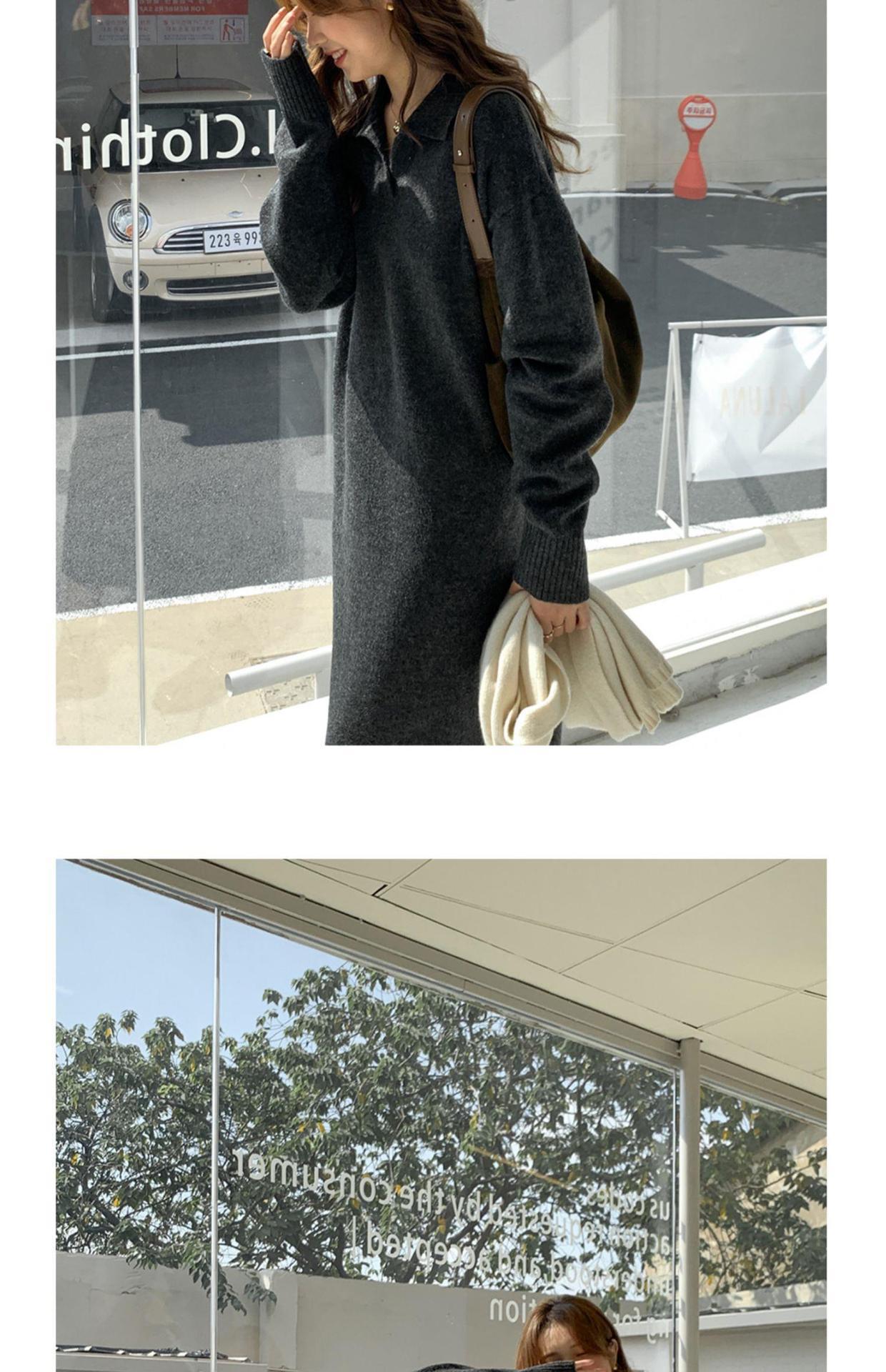 Polokragen Unterrock Herbst Winter, gepaart mit Mantel, lang knielang, fauler Stil, lockerer und dicker Pullover, gestrickt_voghion.com