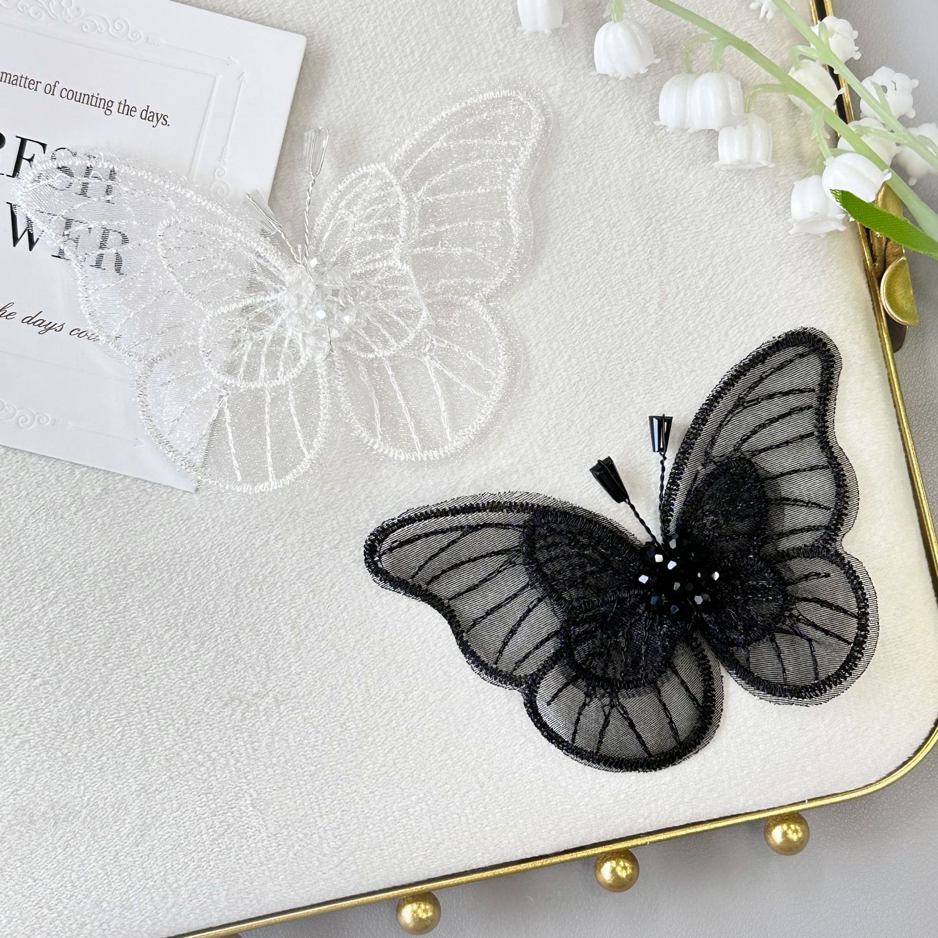 DIY mano clavado cuentas de encaje mariposa tela pegatinas bordadas vestido de boda vestido vestido camisa tocado para el cabello decoración image 5