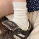 Women's Black and White Autumn Socks, Trendy Retro Cream Style, Rolled Edge, Dark Pattern, Mid-Tube Slouch Socks, Breathable Artistic Maternity Socks