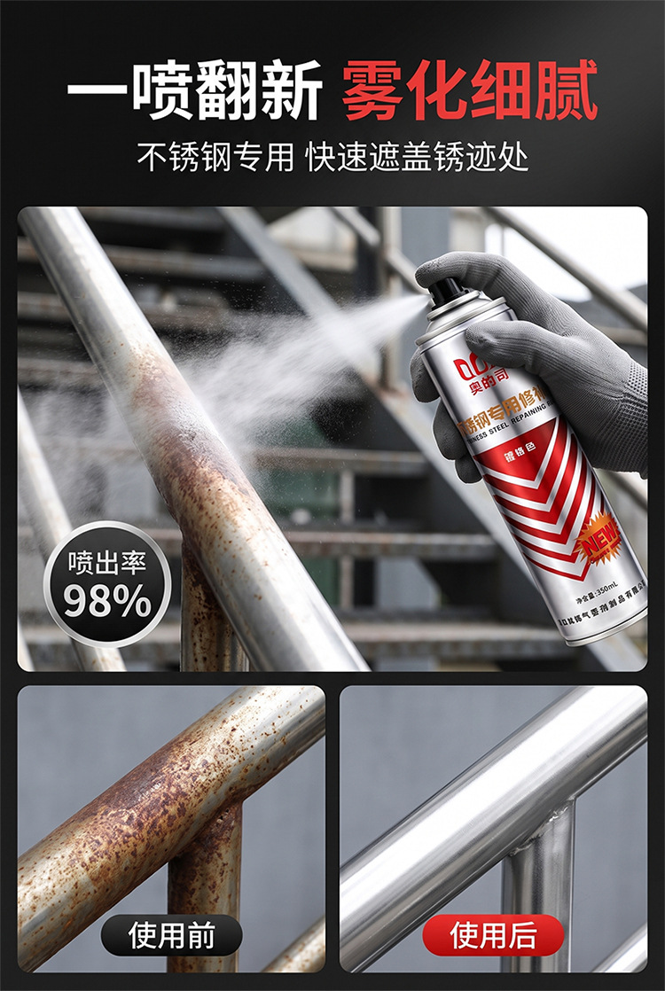 Chrome-plated color automatic hand-cranked self-painting stainless steel hot-dip galvanized electroplating silver paint metal anti-corrosion anti-rust paint