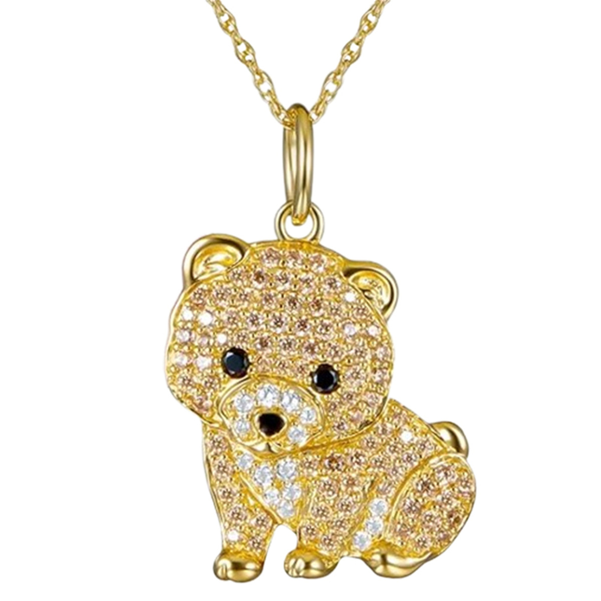 cable chain Chain Type Cute Dog Artificial Crystal Zinc Alloy Cable Chain Pendant Necklaces Wholesale