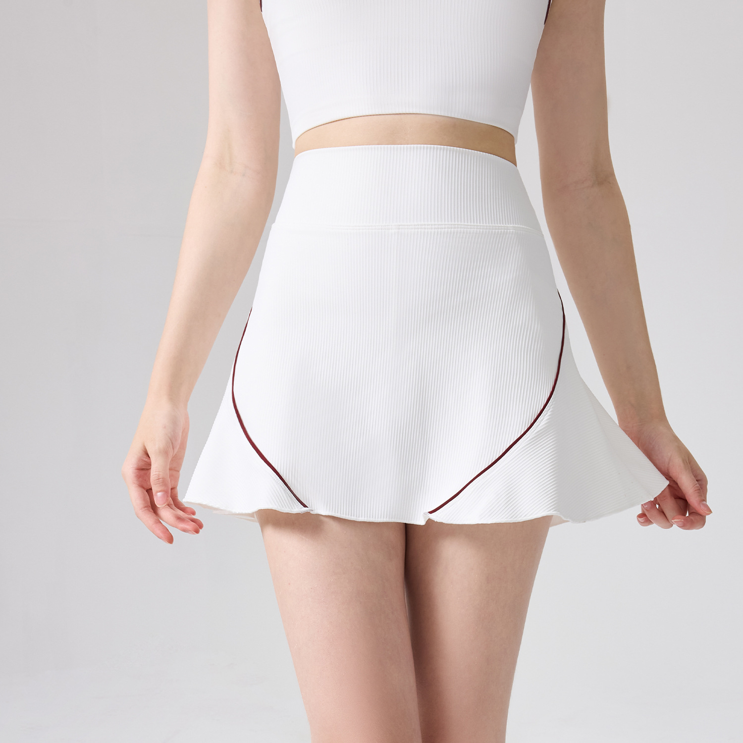 cintura alta falda deportiva corta para mujer bolsillo anti-luz falda de yoga falda de entrenamiento de entrenamiento para correr falda de tenis