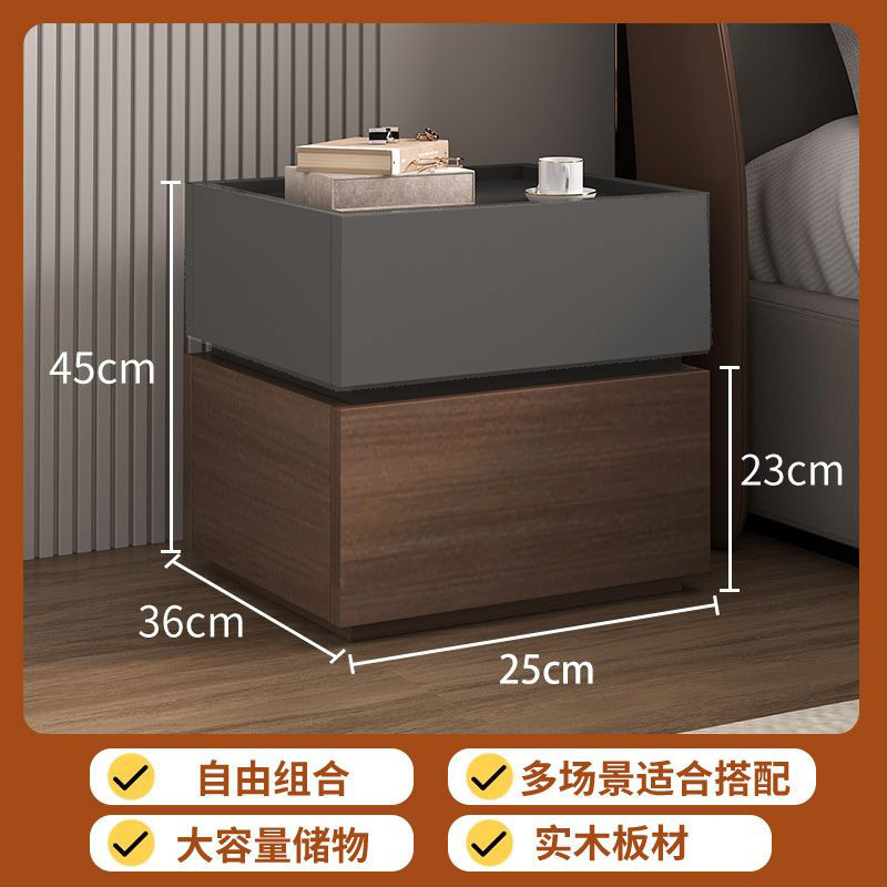 [원목 침대협탁] 아이언 그레이 + 월넛 컬러