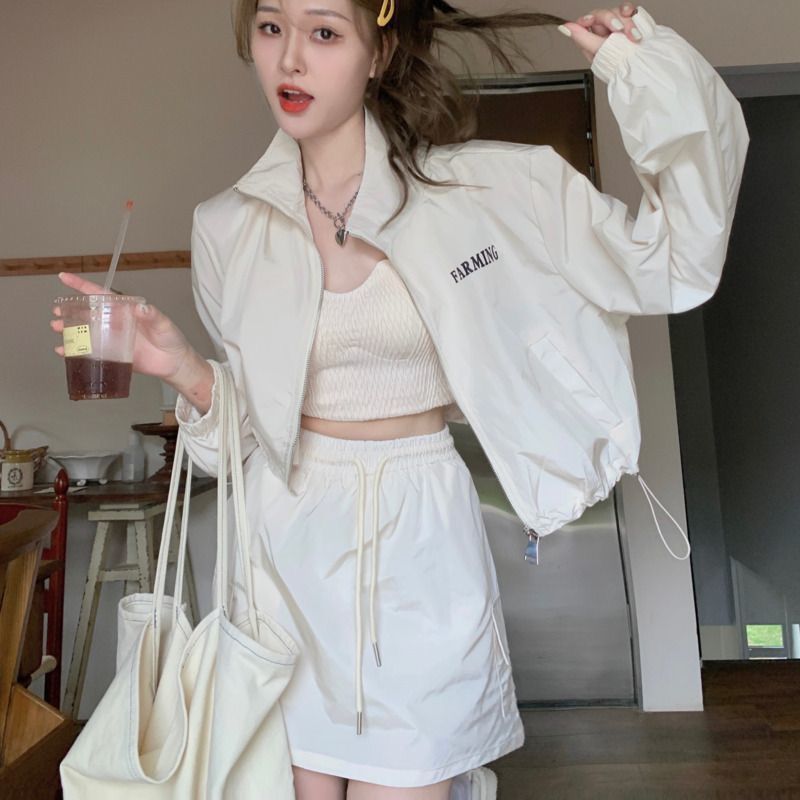 올 매치 패션 우아한 소박한 의류 태양 보호 의류 짧은 스커트 새로운 투피스 스포츠 연령 감소 캐주얼 여름 핑크 세트