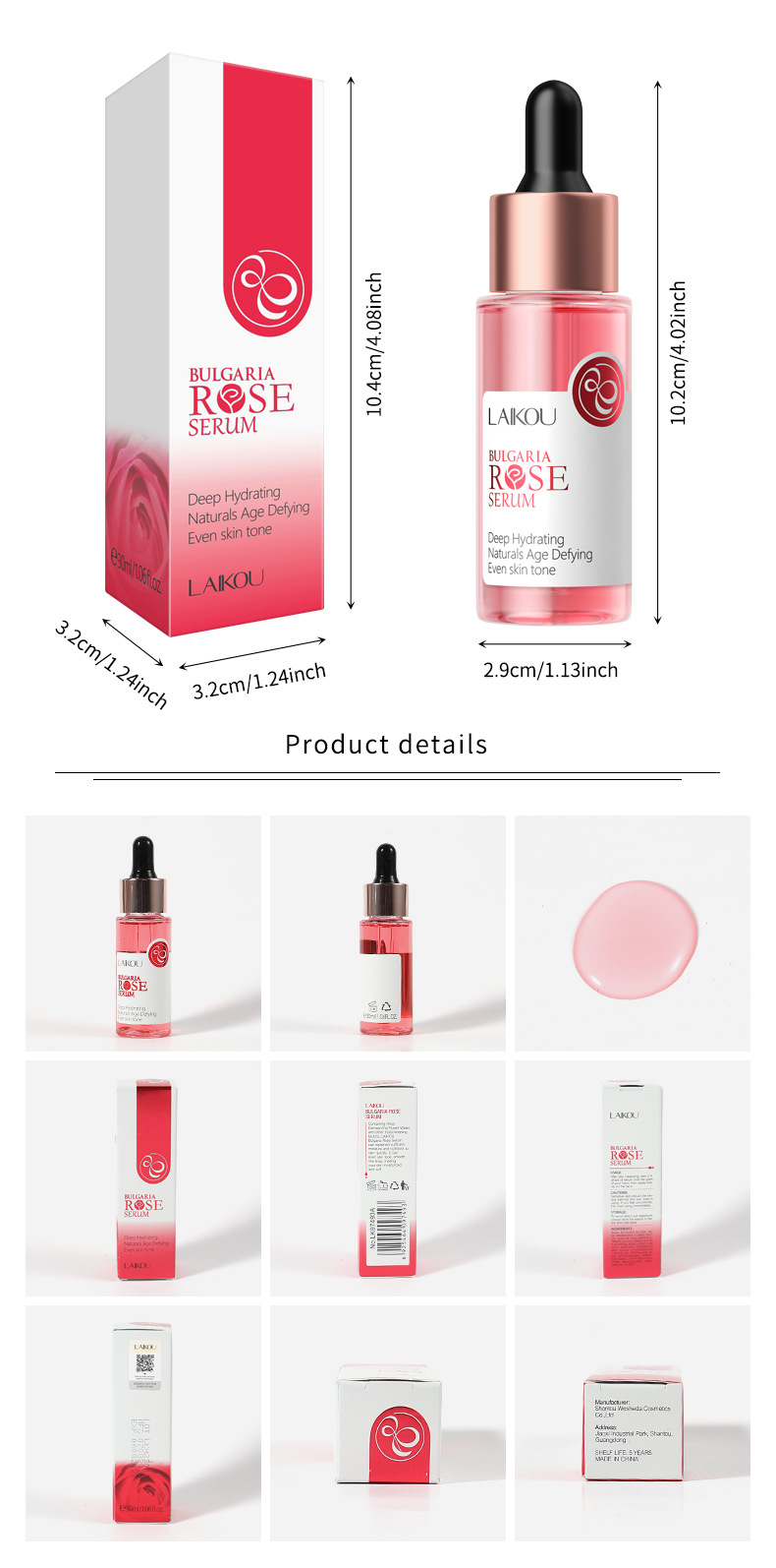LAIKOU Rose Essence 30ml Hydrating, moisturizing and nourishing skin Facial care essence manufacturer in stock wholesale undefined