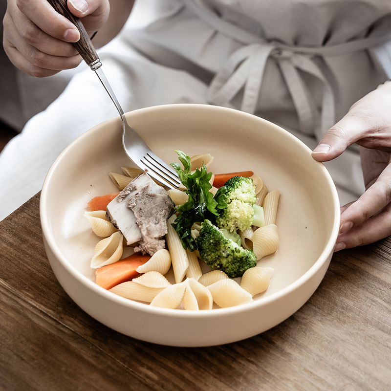 Cuencos de cerámica de color universal cuencos de platos domésticos cuencos de platos occidentales mate cuencos de ensalada de frutas de color sólido nórdico cuencos de cubiertos simples