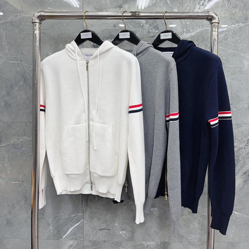 Factory Direct Tb Autumn and Winter New Double Armband Knitted Hooded Jacket for Men and Women, Casual and Comfortable Jacket Cardigan