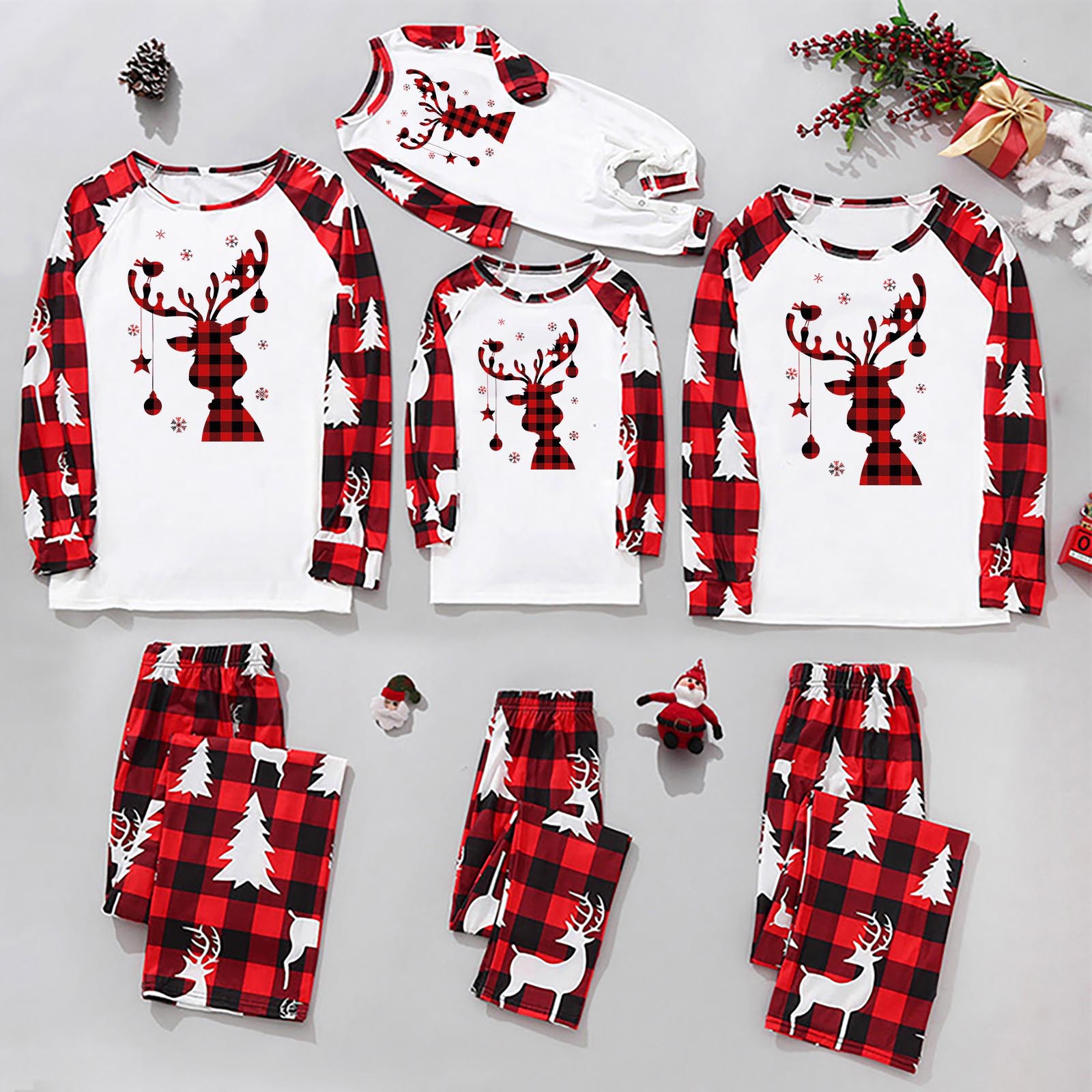 Casual Letter Plaid Cotton Blend Pants Sets Straight Pants T-shirt Family Matching Outfits display picture 6