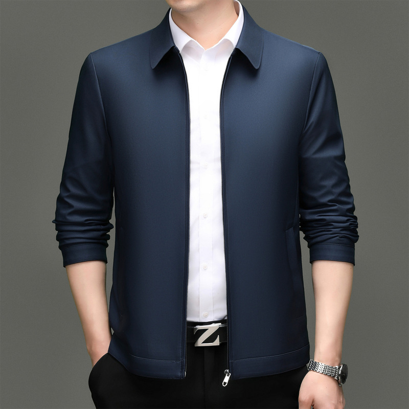 Elegant classic men's fashion solid color jacket, new autumn and winter style, casual business non-iron coat for middle-aged dads Elegant classic men's fashion solid color jacket, new autumn and winter style, casual business non-iron coat for middle-aged dads