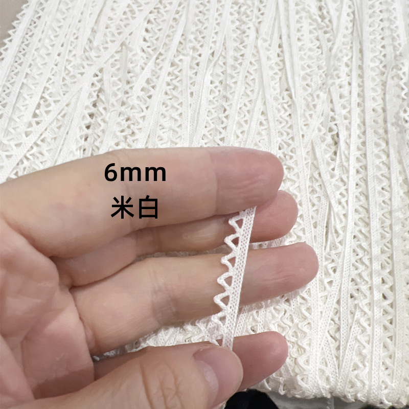 天缘レース花柄飾り材 幅0.6cm 小犬歯模様 金銀糸 人造綿糸 衣類装飾用生地