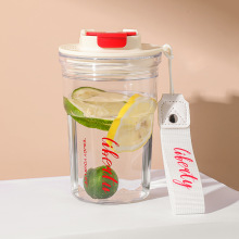 时尚咖啡杯简约潮流直饮手提塑料杯便携办公家用ins网红水杯批发