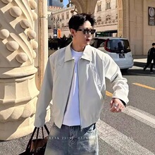 「摩登都市」极简风哈灵顿夹克男春秋季短款宽松翻领飞行员外套潮
