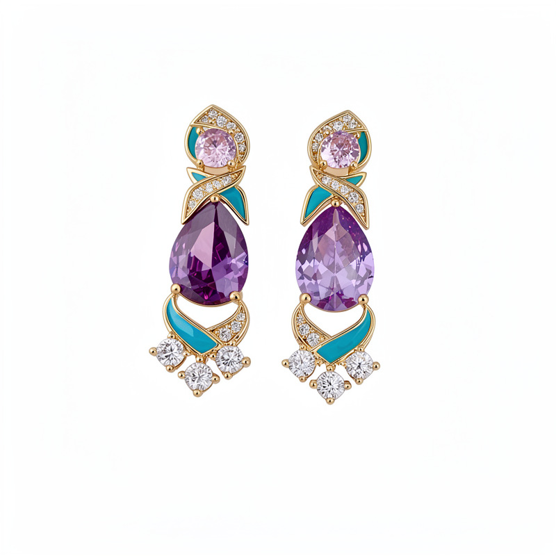 Goteo de aceite de piedra de diamante elíptico empalme collar de fichaje ligero lujo nicho cadena de clavícula estilo palacio conjunto de joyas exquisitas