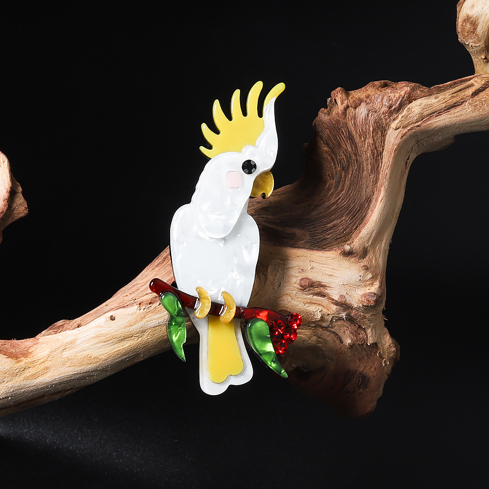 Daily Occasion Acrylic Material Original Design Pin Parrot Arylic Stoving Varnish Unisex Brooches