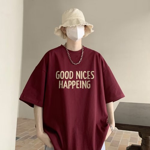 Men's Summer Streetwear Loose Casual Hoodie T-Shirt - 200g Pure Cotton, Ins American Heavyweight, Cool and Relaxed Style Couple's Top