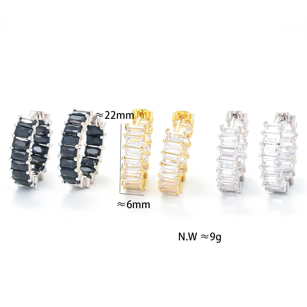 Unisex Gender Plating Design Fashion Ladder Square Zircon Earrings Wholesale