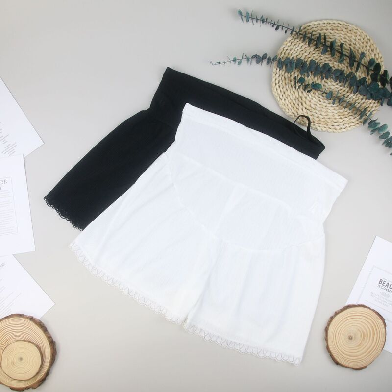 Pregnant Women's Safety Pants High Waist Lace Full Pregnancy Triple Pants Exquisite Lace High Elastic Leggings Summer Pregnant Women's Pants