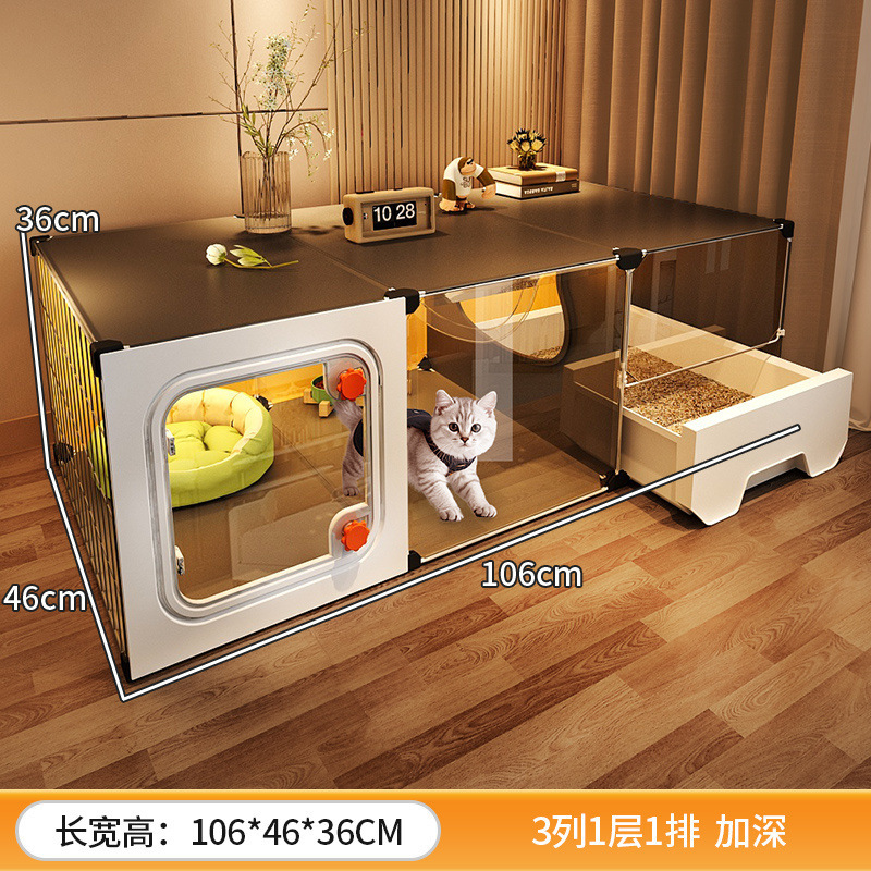 猫ケージ、家庭用屋内猫小屋、猫トイレ一体型、小さなアパート、場所をとらない、1部屋、1リビング、1バスルーム、猫ヴィラ|undefined