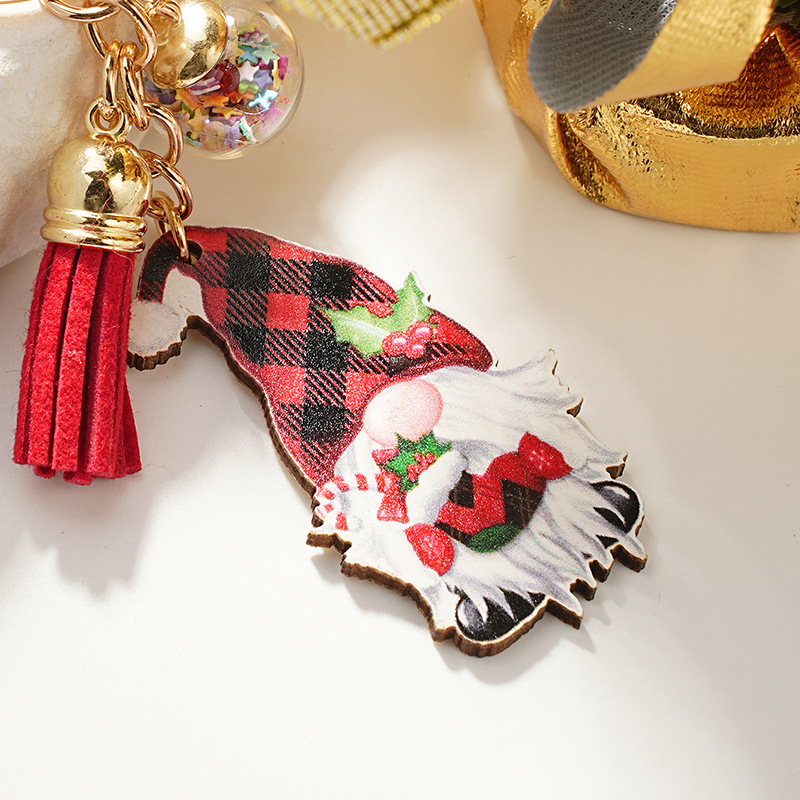 Cute Christmas Hat Christmas Socks Wood Christmas Unisex Keychain display picture 1