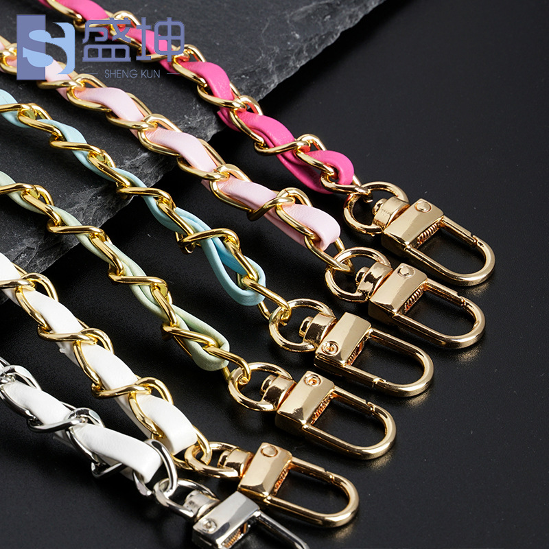 Customized Lightweight Aluminum Chain Bag Strap Replacement Metal Chain Shoulder Strap for Crossbody Bags with Leather Aluminum Chain Belt