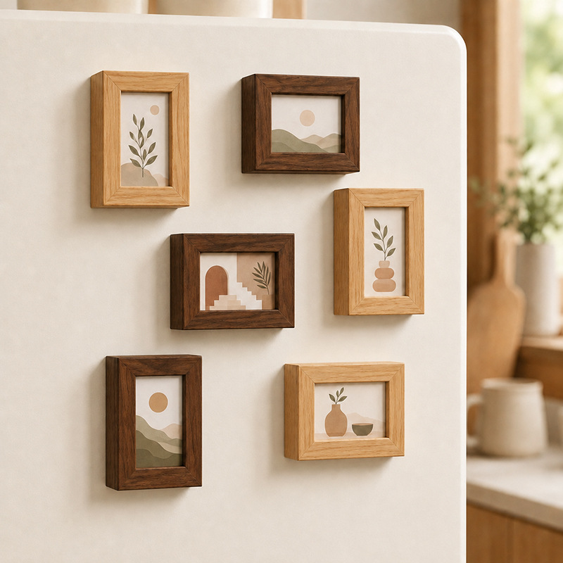 Nordic Creative Decorative Magnetic Refrigerator Stickers, No-Drill Photo Wall, Multi-Color Mix-and-Match Family Photo Album Frame, Desktop Display