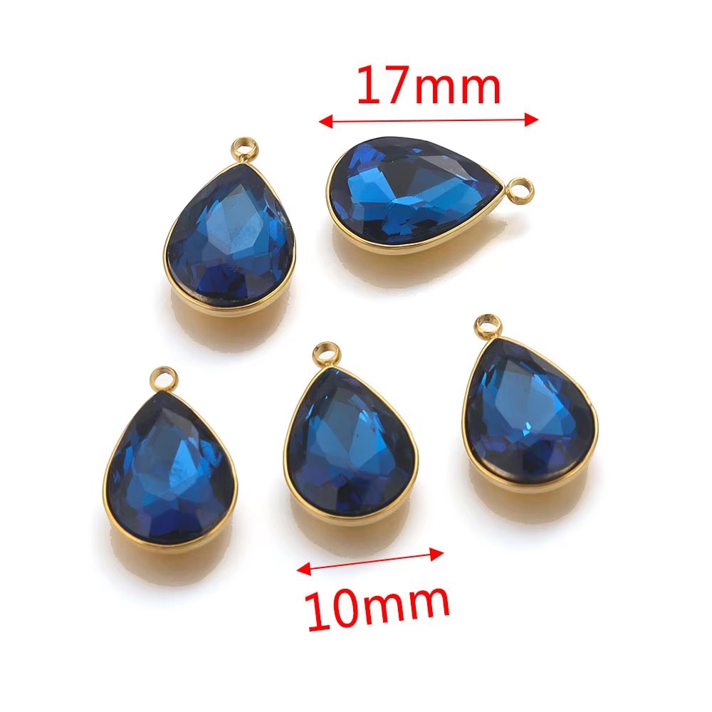 Acero inoxidable vidrio cristal colgante gotas de agua gemas de color colgante de acero titanio accesorios de joyería DIY