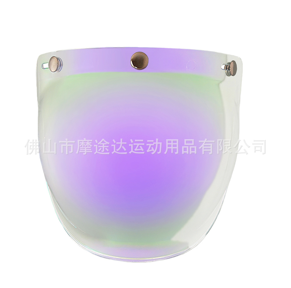 Retro Motorcycle Helmet Lens with Curved Surface, Three-Button Bubble Mirror, Multi-Color Windproof and Uv Protection Shield