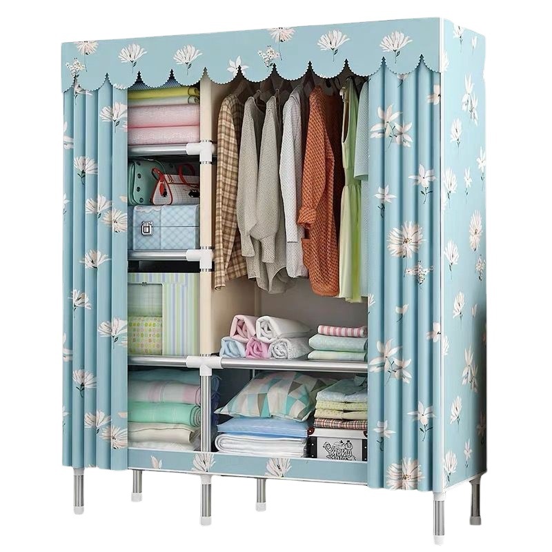 Wardrobe with curtains Simple economy rental houses with cloth hood…