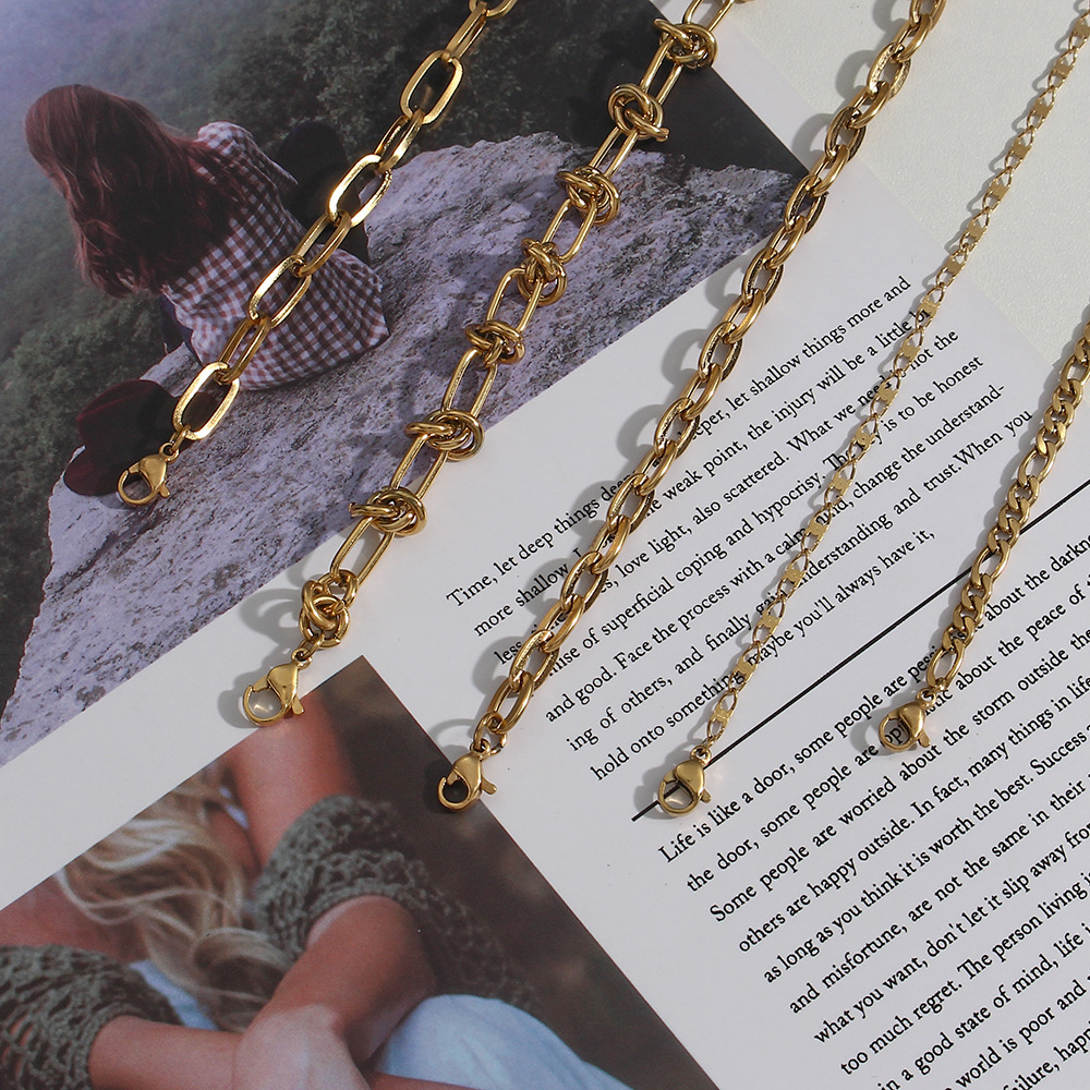 Fashion Geometric Stainless Steel Necklace Patchwork Plating Stainless Steel Necklaces