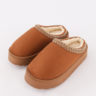 Snow Boots Foreign Trade Lazy Slip-On Women's Winter New Fashion Closed-Toe Slippers Platform Thick-Soled Warm Cotton Shoes for Women