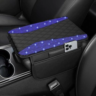 diamonds, armrest box pad, Armrest box - blue-diamond