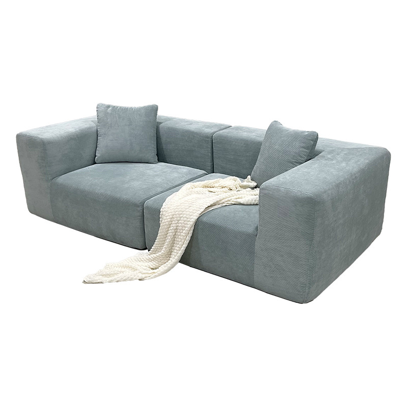 Combinación de sofá de bloque de tofu de pana, viento de crema perezosa, compresión al vacío, sofá de tela de sala de estar nórdica en línea