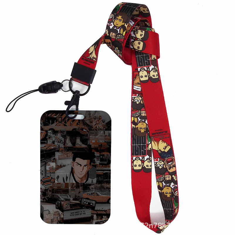 Dibujos animados japoneses slam dunk competencia nacional tarjeta de estudiante tarjeta de comida tarjeta de autobús cubierta certificado de trabajo titular de la cuerda del teléfono móvil