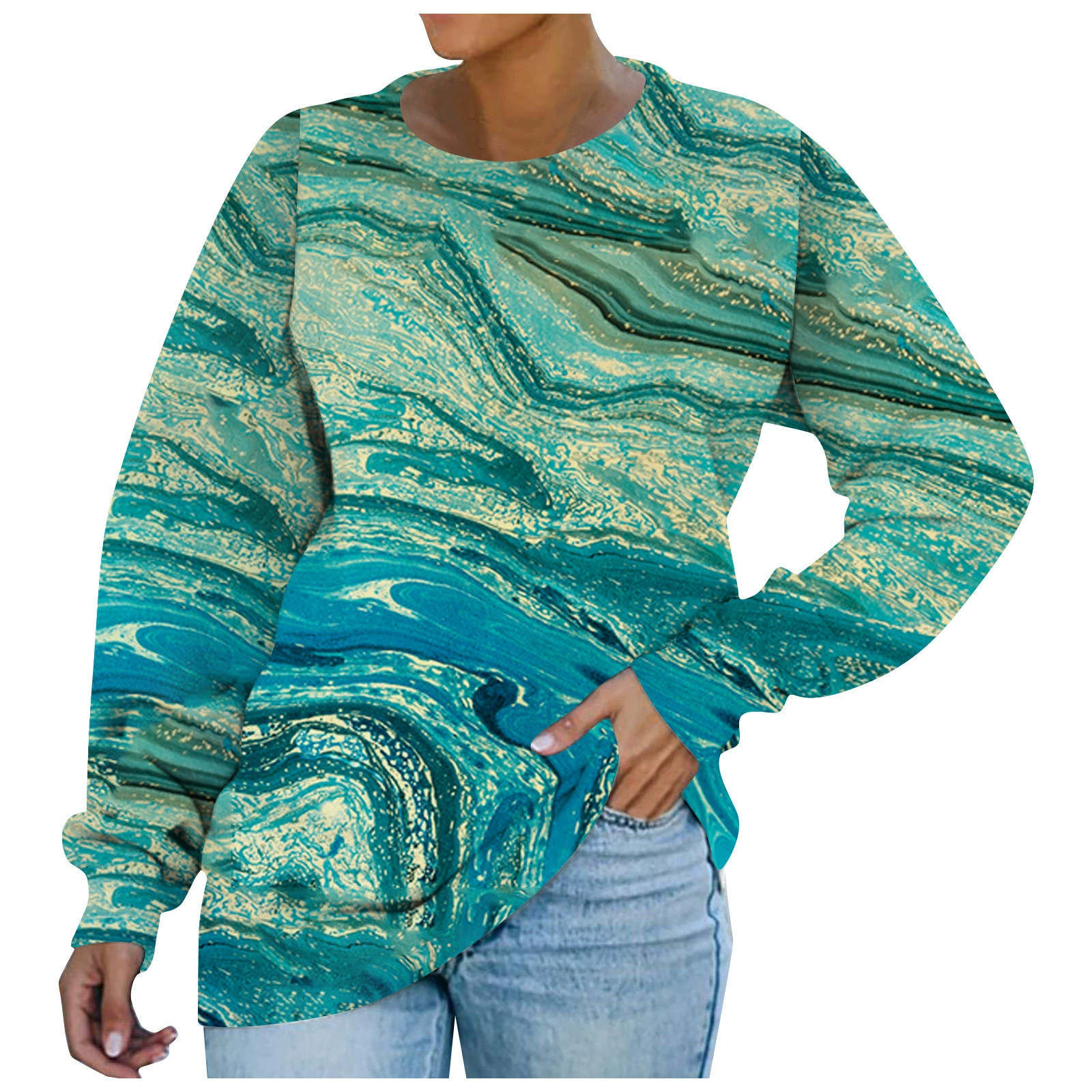 Источник производитель дамы с круглым вырезом свободный свитер с 3D-принтом повседневная куртка женский свитер с длинными рукавами свитер