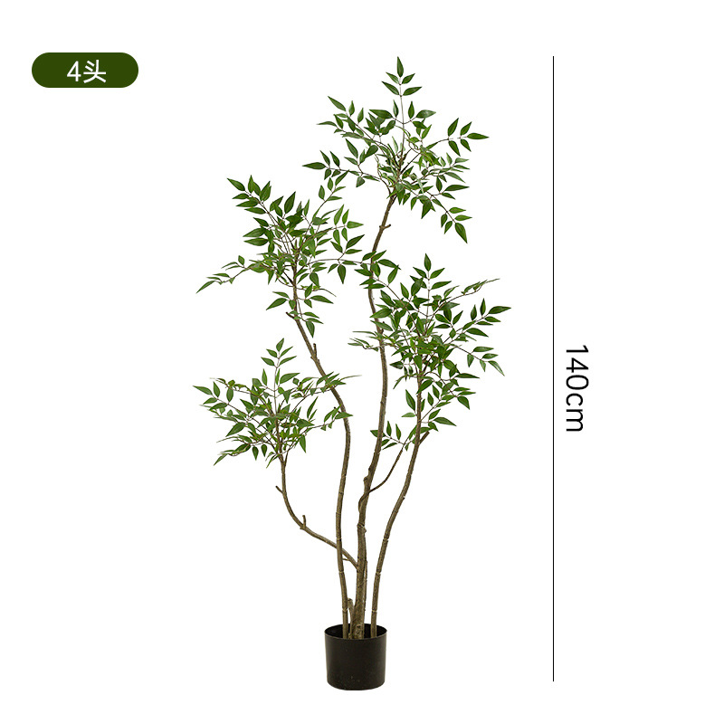 Simulación de plantas verdes Sensación avanzada Bambú Nantian Planta en maceta de piso grande Sala de estar interior Árbol falso biónico Decoración de plantas