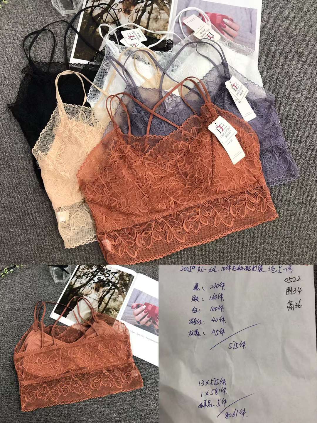 Nuevo encaje de alta calidad belleza volver chaleco inalámbrico sexy sujetador ropa interior deportiva mujeres al por mayor