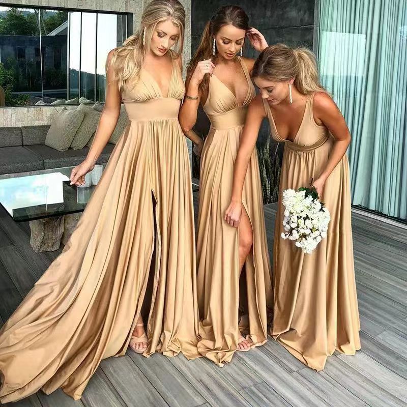 Comercio exterior europeo y americano Amazon AliExpress deseo vestido de noche V-cuello sexy Sling hendidura largo vestido de noche image 3