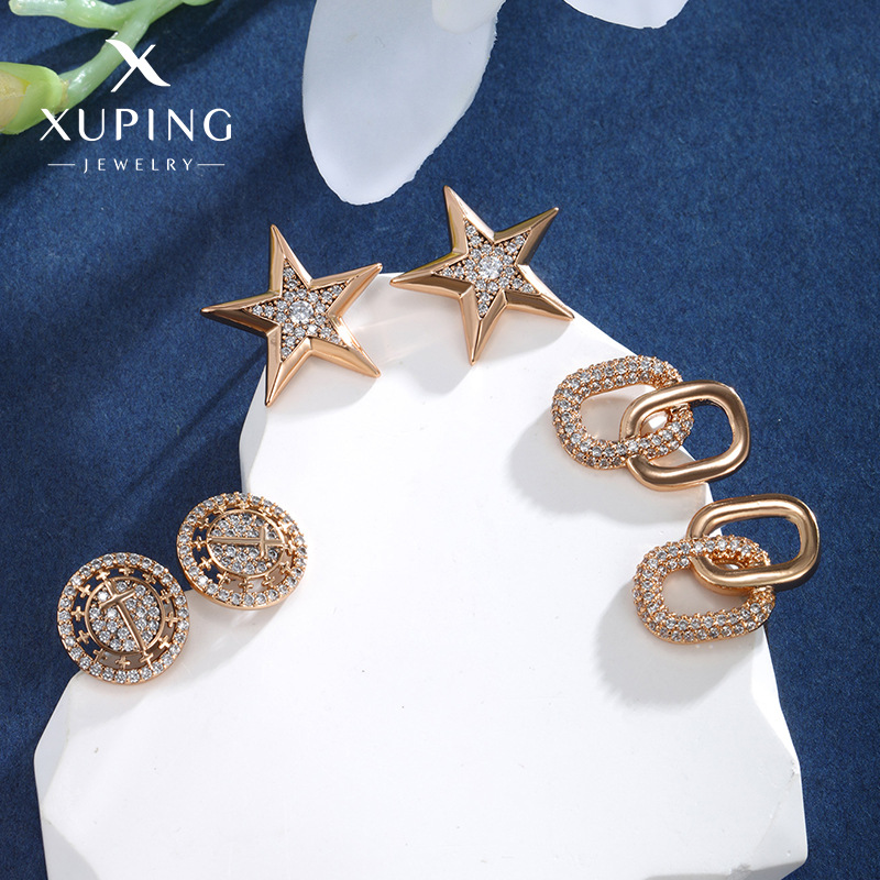 Xuping joyas de moda geométrica aretes de estrellas redondas nicho de diseño europeo y americano nicho de diseño de aretes