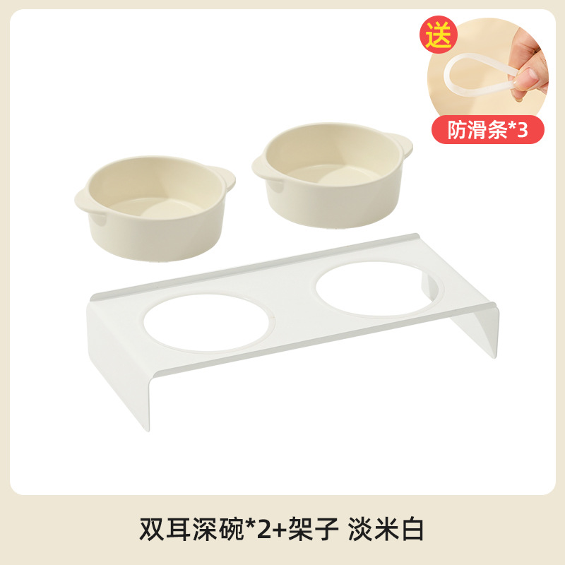 Corea del Sur ins cerámica cervical soporte perro tazón gato tazón doble oreja tazón gato tazón de comida para gatos tazón perro tazón para mascotas tazón para beber con estante de tazón