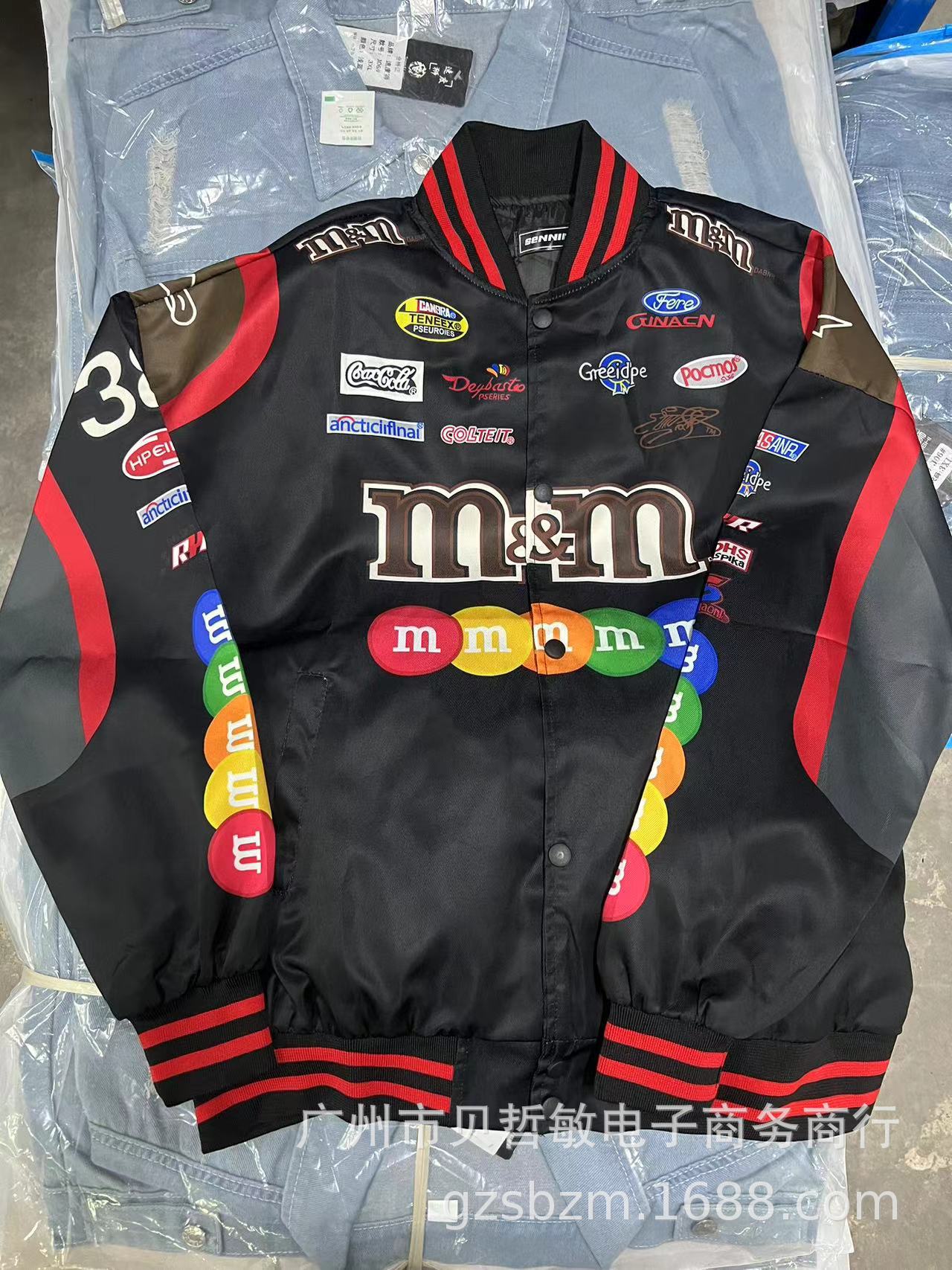 Comercio exterior hombres y mujeres primavera y otoño Gaojie industria pesada bordado costura hip-hop suelta motocicleta traje de carreras chaqueta chaqueta de béisbol