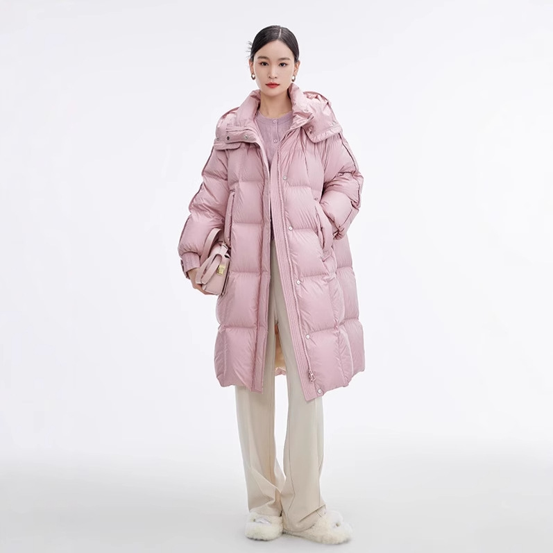 【品牌同款】升级版泡芙90绒子鹅绒服连帽24冬新款长款过膝羽绒服